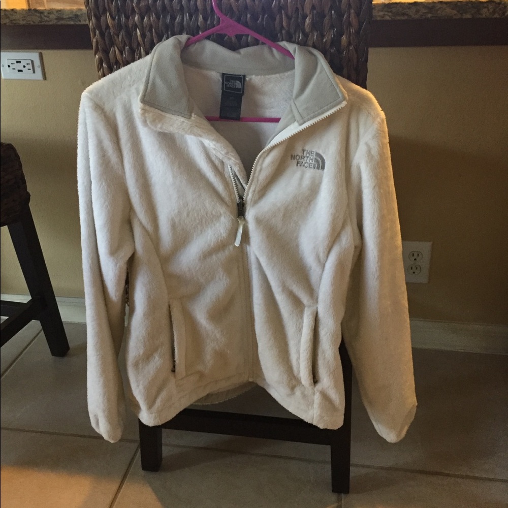 North face women's full zip white fleece